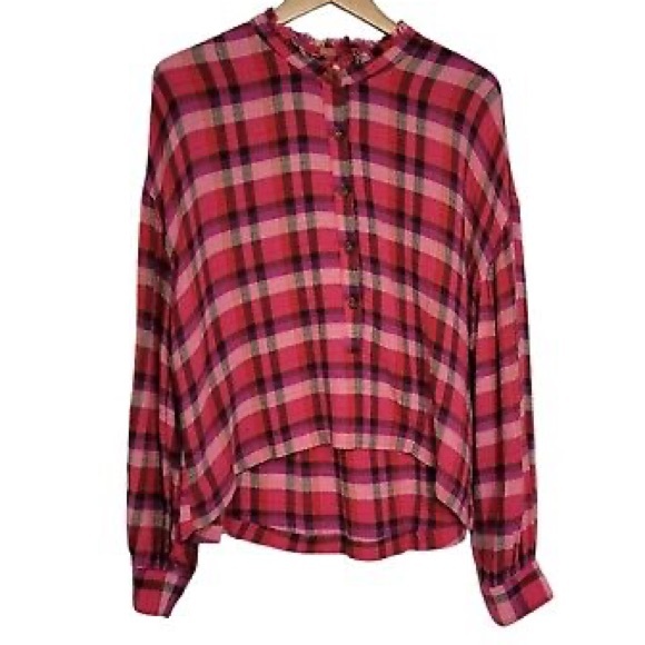 Women’s Anthropologie Pilcro Plaid High-Low Hem Button Down Shirt | XSmall - Picture 1 of 6